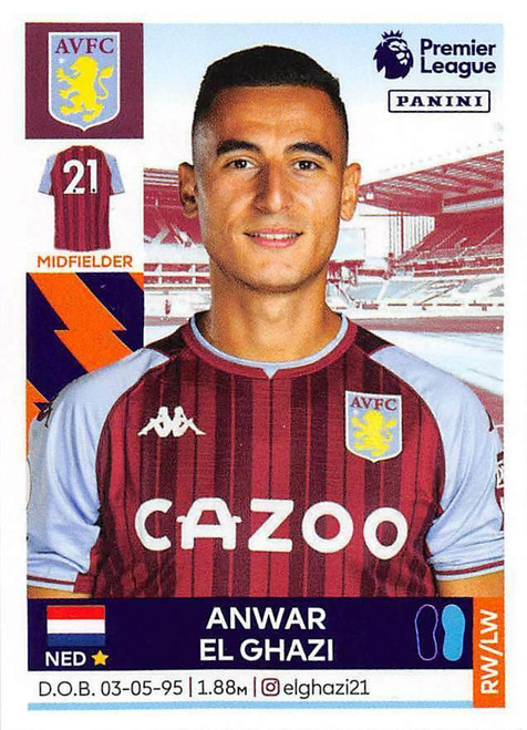 #68 Anwar El Ghazi (Aston Villa) Panini Premier League 2022 Sticker Collection