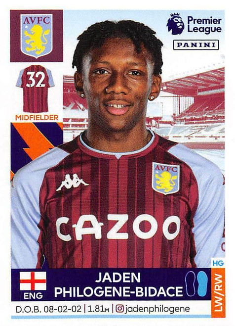 #70 Jaden Philogene-Bidace (Aston Villa) Panini Premier League 2022 Sticker Collection