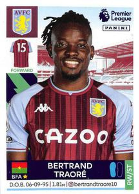 #73 Bertrand Traore (Aston Villa) Panini Premier League 2022 Sticker Collection