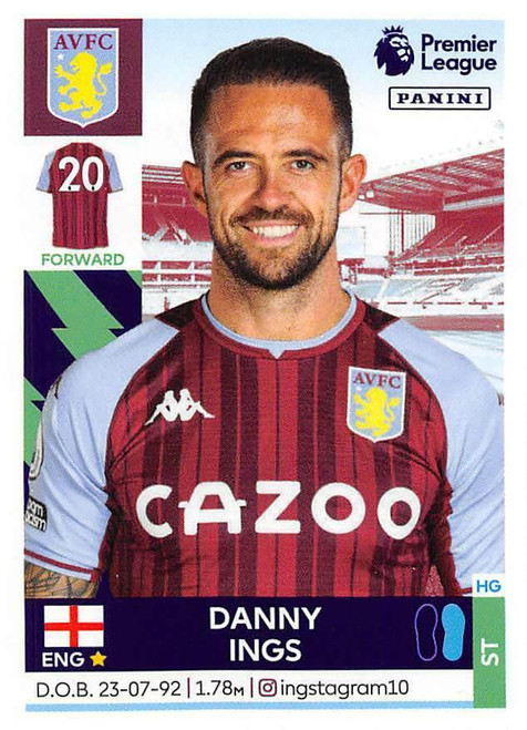 #74 Danny Ings (Aston Villa) Panini Premier League 2022 Sticker Collection