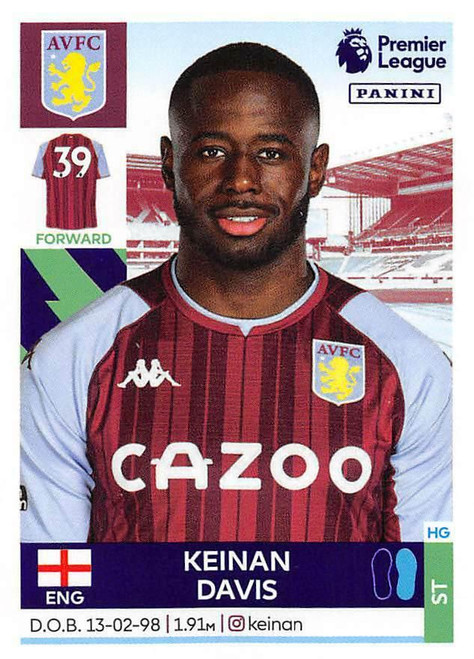 #75 Keinan Davis (Aston Villa) Panini Premier League 2022 Sticker Collection