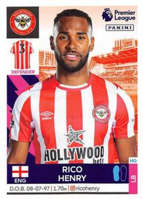 #84 Rico Henry (Brentford) Panini Premier League 2022 Sticker Collection