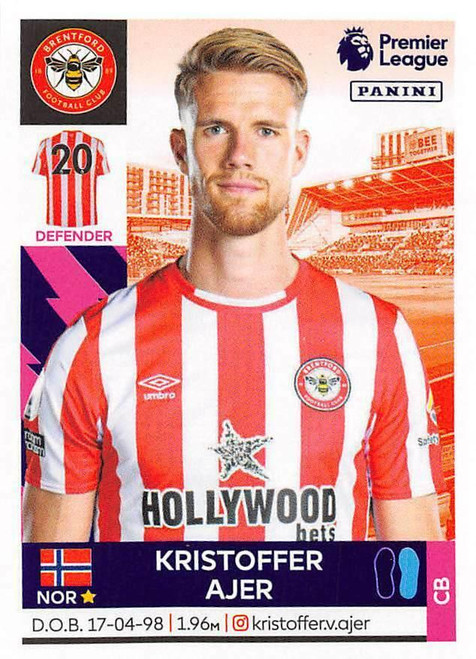 #88 Kristoffer Ajer (Brentford) Panini Premier League 2022 Sticker Collection