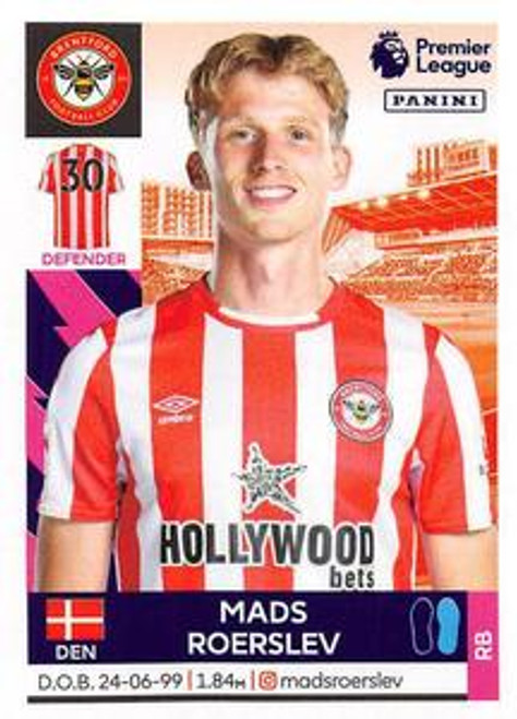 #91 Mads Roerslev (Brentford) Panini Premier League 2022 Sticker Collection