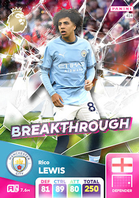 #414 Rico Lewis (Manchester City) Panini Adrenalyn XL 2025 BREAKTHROUGH