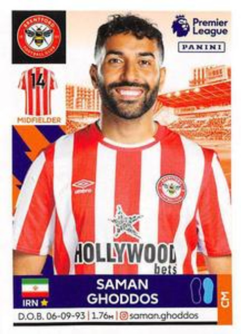 #97 Saman Ghoddos (Brentford) Panini Premier League 2022 Sticker Collection
