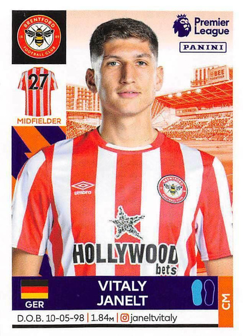 #100 Vitaly Janelt (Brentford) Panini Premier League 2022 Sticker Collection