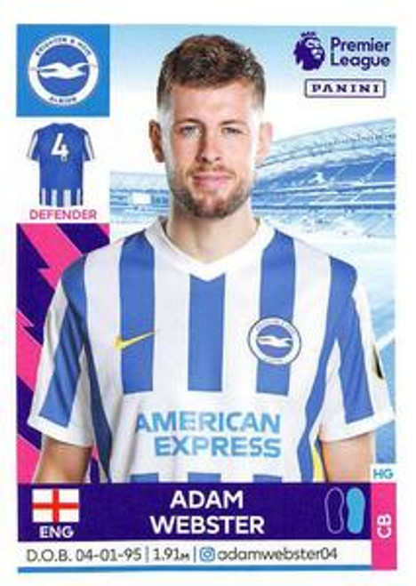 #115 Adam Webster (Brighton & Hove Albion) Panini Premier League 2022 Sticker Collection