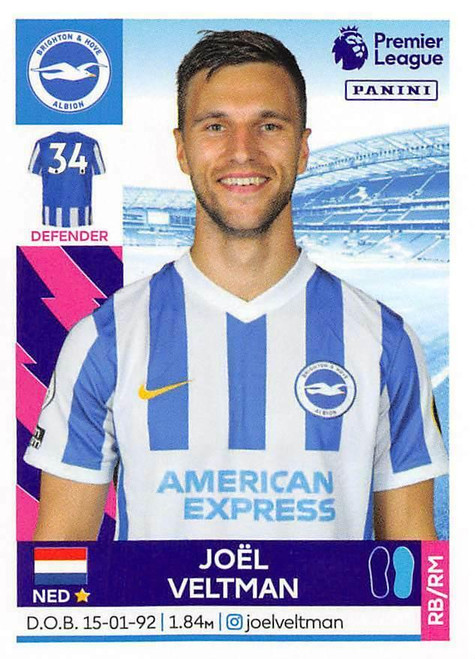 #119 Joel Veltman (Brighton & Hove Albion) Panini Premier League 2022 Sticker Collection
