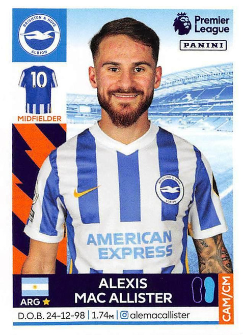 #121 Alexis Mac Allister (Brighton & Hove Albion) Panini Premier League 2022 Sticker Collection