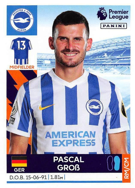 #124 Pascal Groß (Brighton & Hove Albion) Panini Premier League 2022 Sticker Collection