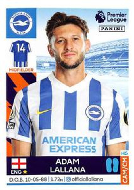 #125 Adam Lallana (Brighton & Hove Albion) Panini Premier League 2022 Sticker Collection