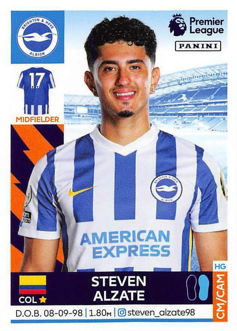 #127 Steven Alzate (Brighton & Hove Albion) Panini Premier League 2022 Sticker Collection