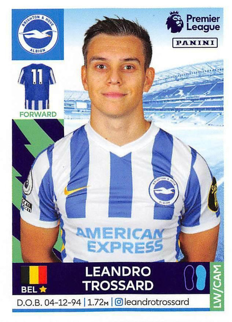 #131 Leandro Trossard (Brighton & Hove Albion) Panini Premier League 2022 Sticker Collection