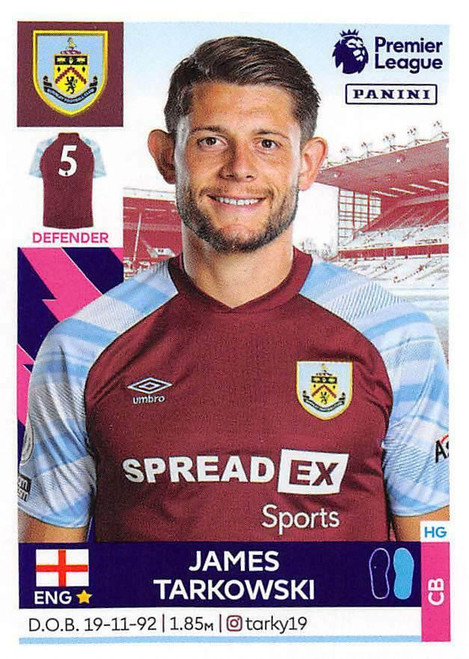 #144 James Tarkowski (Burnley) Panini Premier League 2022 Sticker Collection