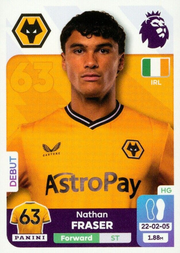 #U48 Nathan Fraser (Wolverhampton Wanderers) Panini Premier League 2024 ...
