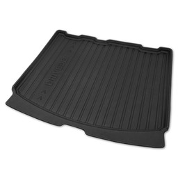 Angled view of DriveDen rubber boot mat with raised edges for Ford Kuga Mk.2 on white background