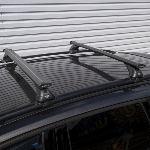 Farad Pro Wing Black Aluminium Roof Bars to fit Jeep Cherokee (KJ) 2002 - 2007 (Open Roof Rails)