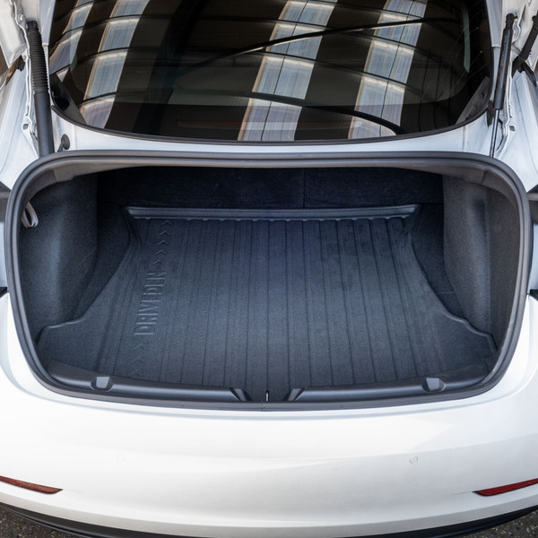 DriveDen Custom-Fit Rubber Boot Mat to fit Tesla Model 3 2019 - 2025 (with Lowered Boot Floor)