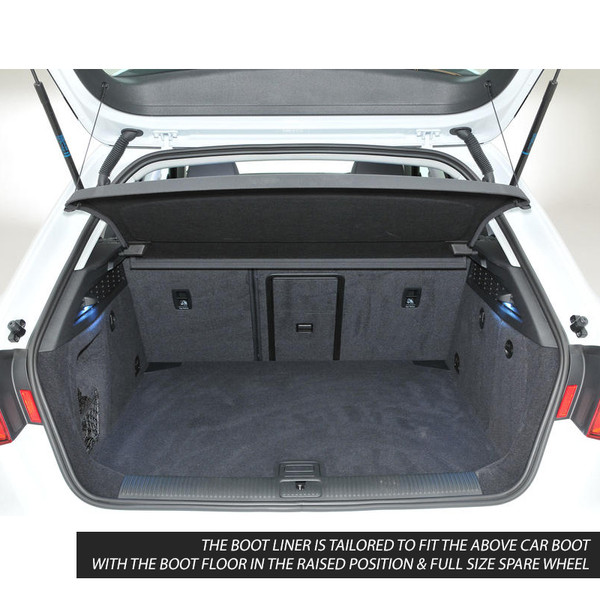 Gledring Tailored Black Boot Liner to fit Audi A3 Sportback (5 Door) (8V) 2013 - 2020 (with Raised Boot Floor - Full Size Spare Wheel)