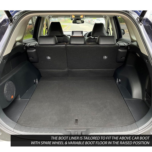 Gledring Tailored Black Boot Liner to fit Toyota RAV4 Mk.5 (Excl. Plug-In Hybrid) 2019 - 2025 (with Raised Variable Boot Floor - Spare Wheel)