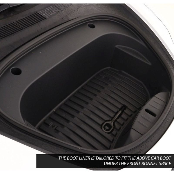 Gledring Tailored Black Boot Liner to fit Tesla Model 3 2019 - 2025 (Under Front Bonnet Space)