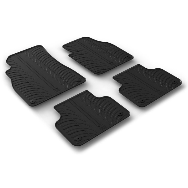Gledring Tailored Black Rubber 4 Piece Floor Mat Set to fit Audi Q8 2018 - 2025