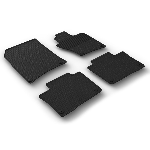 Gledring Tailored Black Rubber 4 Piece Floor Mat Set to fit Volkswagen Touareg Mk.2 2010 - 2018