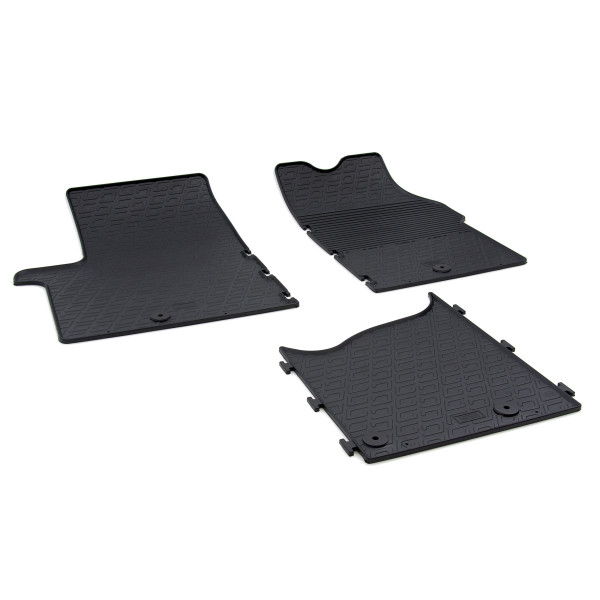 Gledring Tailored Black Rubber 3 Piece Floor Mat Set to fit Vauxhall Vivaro Van 2015 - 2019