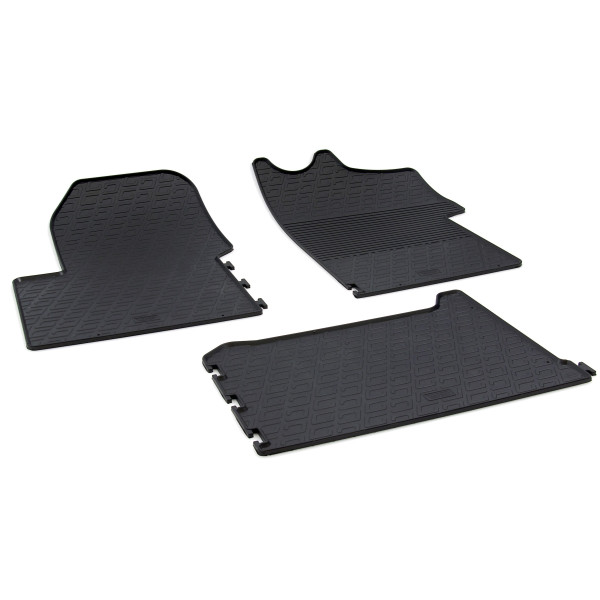 Gledring Tailored Black Rubber 3 Piece Floor Mat Set to fit Vauxhall Movano Van Mk.3 2011 - 2022