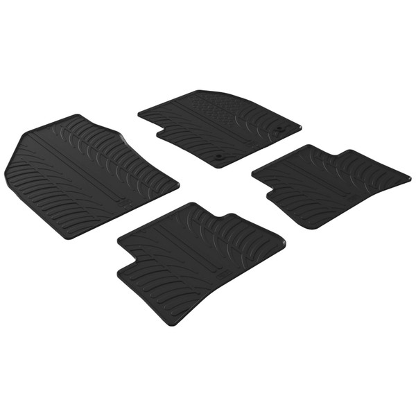 Gledring Tailored Black Rubber 4 Piece Floor Mat Set to fit Toyota C-HR Mk.1 2016 - 2023
