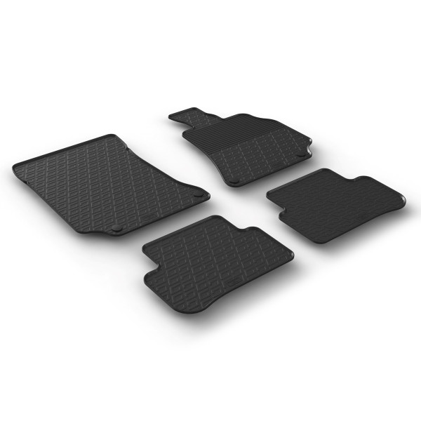 Gledring Tailored Black Rubber 4 Piece Floor Mat Set to fit Mercedes E Class Saloon (W212) & Estate (S212) 2013 - 2016