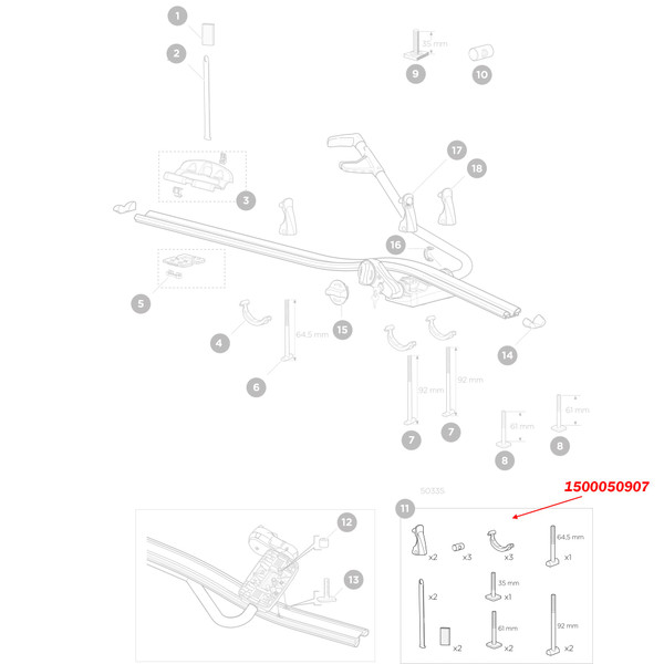 Thule 50907 Replacement Mounting Kit for ProRide 591