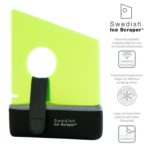 Swedish Ice Scraper 6mm Yellow with Neoprene Holder and Sleeve