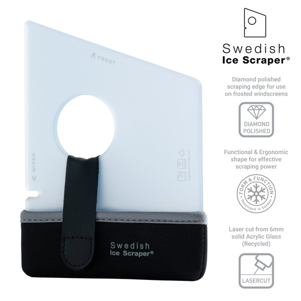 Swedish Ice Scraper 6mm Ice Blue with Neoprene Holder