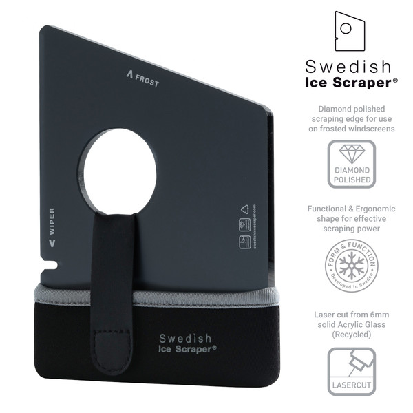 Swedish Ice Scraper 6mm Black with Neoprene Holder