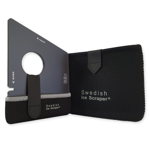 Swedish Ice Scraper 6mm Black with Neoprene Holder and Sleeve