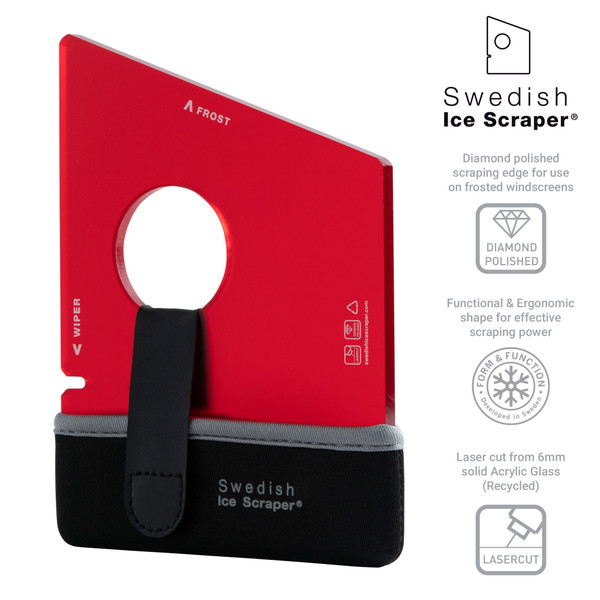 Swedish Ice Scraper 6mm Dark Red with Neoprene Holder