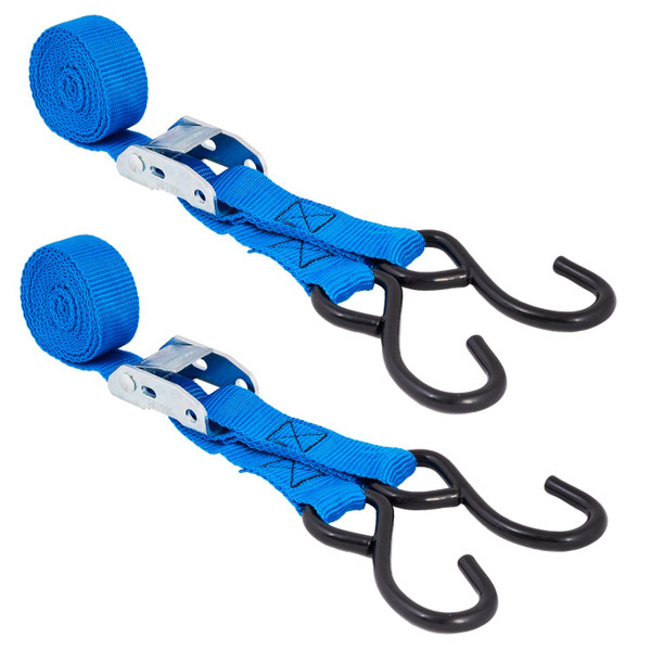 Polaire Set of 2 Blue Motorcycle Cam Buckle Straps with S-Hooks 25mm x 2m