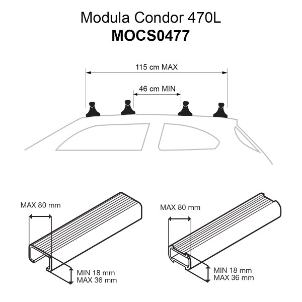 Modula Condor 470L Textured Matte Black Roof Box