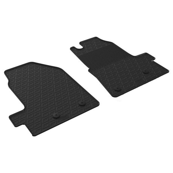 Gledring Tailored Black Rubber 2 Piece Floor Mat Set to fit Ford Transit Custom Van Mk.1 (Facelift) (Manual) 2017 - 2023