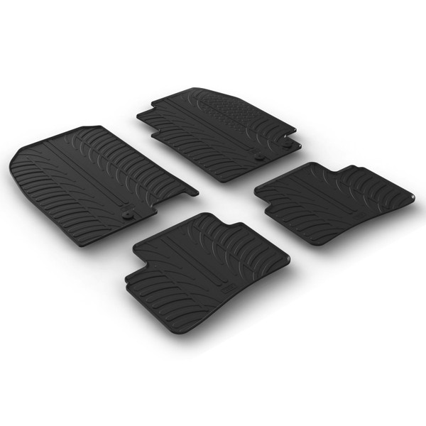 Gledring Tailored Black Rubber 4 Piece Floor Mat Set to fit Kia Rio Mk.4 2017 - 2023