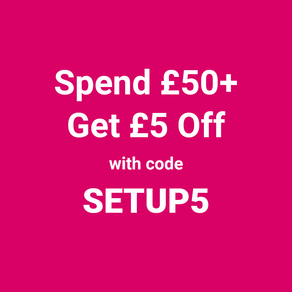 Spend £50+ Get £5 Off with code SETUP5
