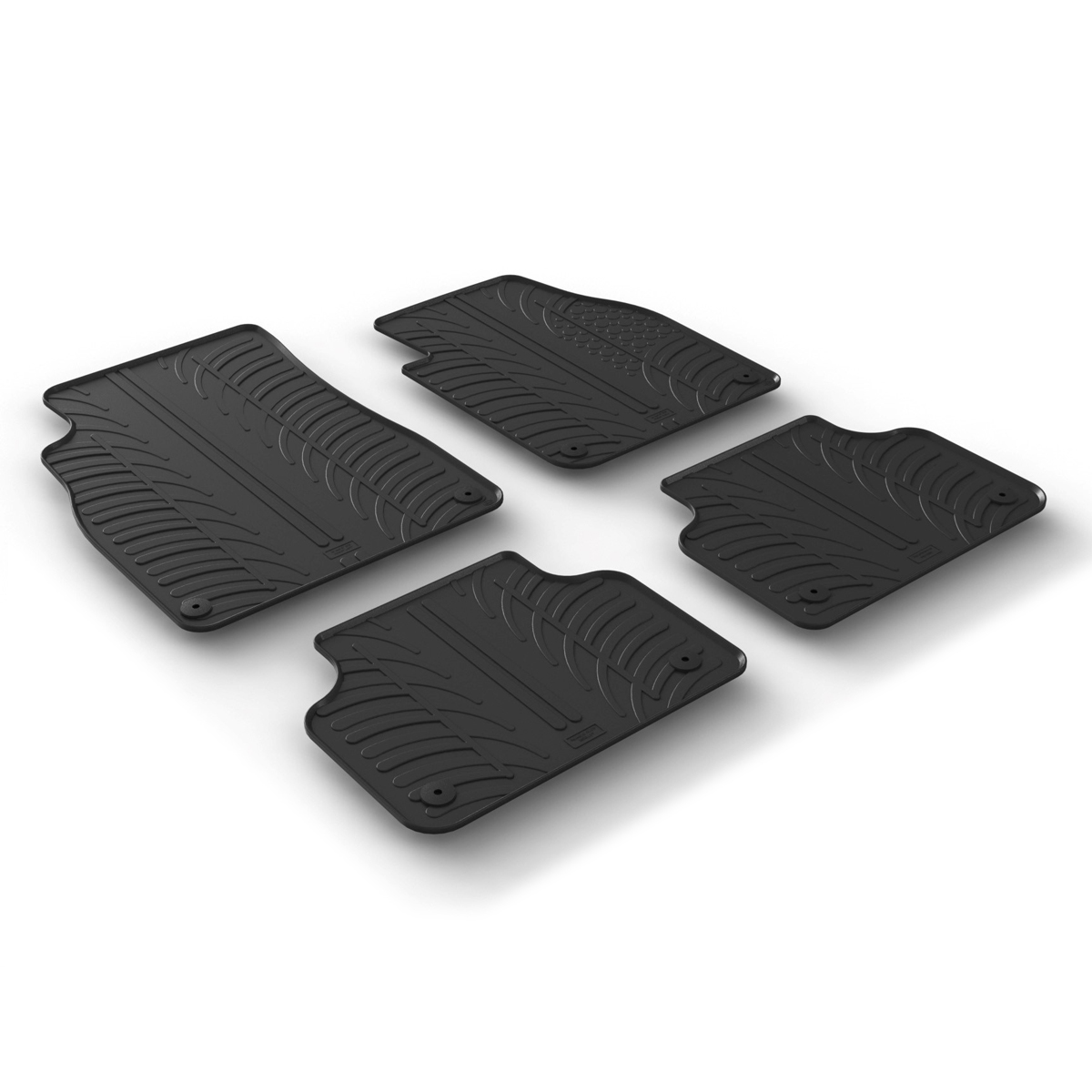 Gledring Tailored Black Rubber 4 Piece Floor Mat Set to fit Audi Q7 Mk.2 2015 - 2025