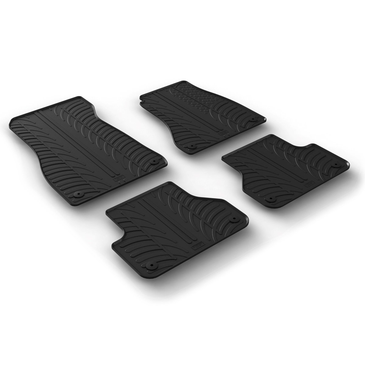 Gledring Tailored Black Rubber 4 Piece Floor Mat Set to fit Audi A4 Saloon & A4 Avant (B9) 2016 - 2024