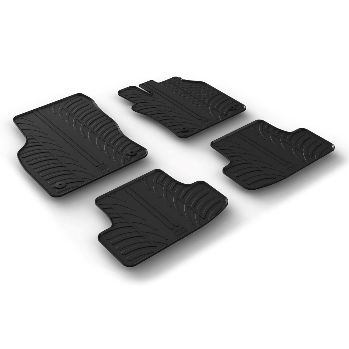 Gledring Tailored Black Rubber 4 Piece Floor Mat Set to fit Audi Q2 2016 - 2025