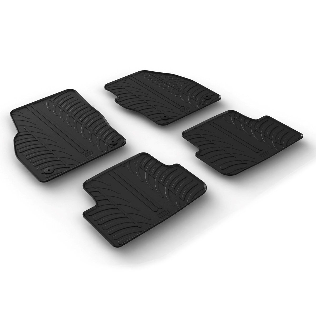 Gledring Tailored Black Rubber 4 Piece Floor Mat Set to fit Volkswagen Polo Mk.6 2018 - 2025