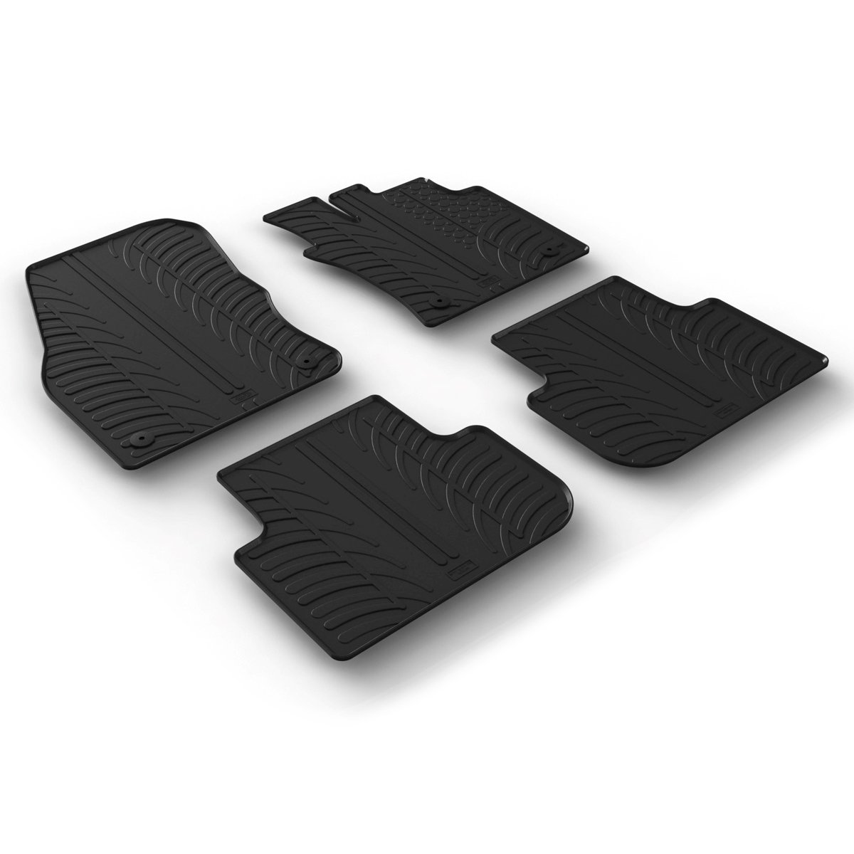 Gledring Tailored Black Rubber 4 Piece Floor Mat Set to fit Volkswagen Tiguan Mk.2 2016 - 2023