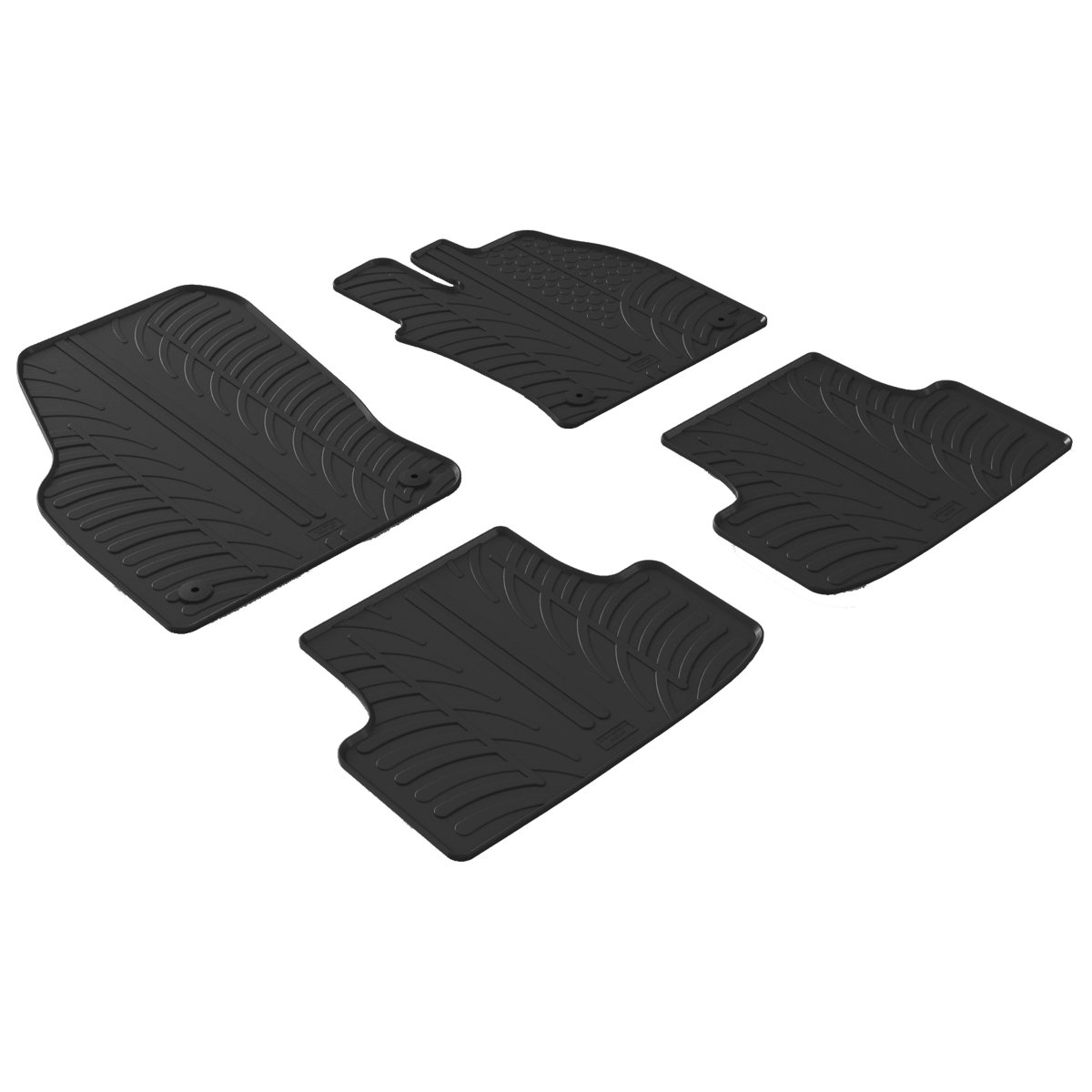 Gledring Tailored Black Rubber 4 Piece Floor Mat Set to fit Seat Ateca 2016 - 2025