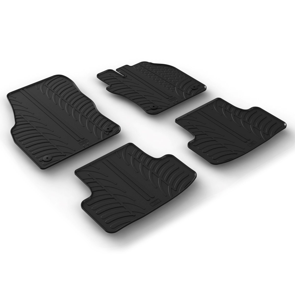 Gledring Tailored Black Rubber 4 Piece Floor Mat Set to fit Skoda Karoq 2017 - 2025